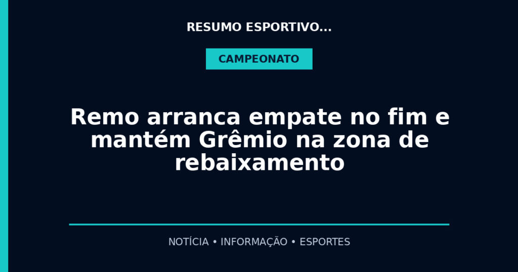 Remo arranca empate no fim e mantém Grêmio na zona de rebaixamento