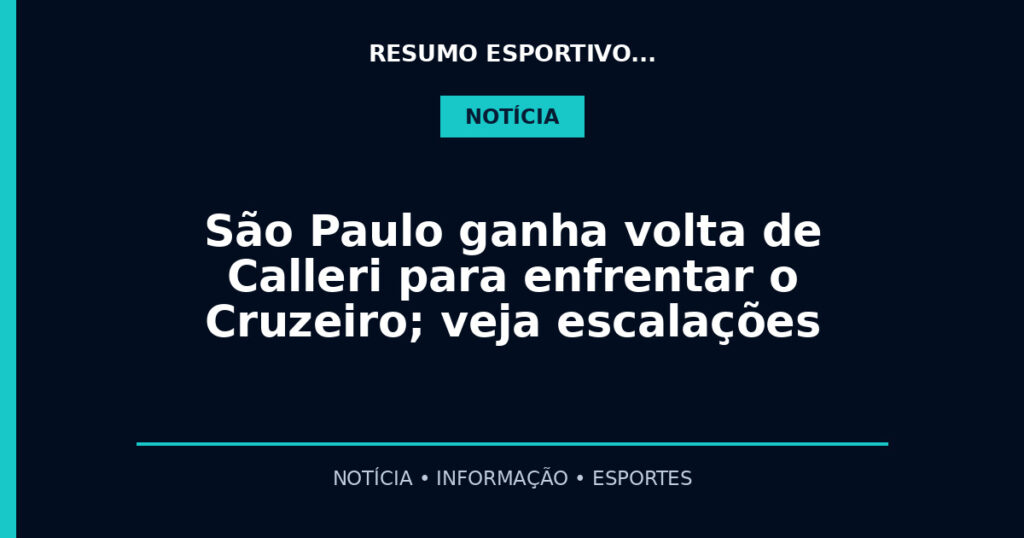 São Paulo ganha volta de Calleri para enfrentar o Cruzeiro; veja escalações