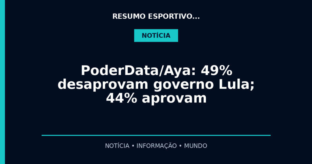 PoderData/Aya: 49% desaprovam governo Lula; 44% aprovam