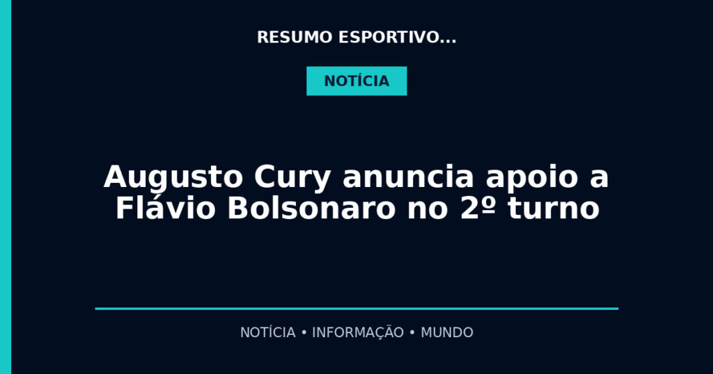 Augusto Cury anuncia apoio a Flávio Bolsonaro no 2º turno