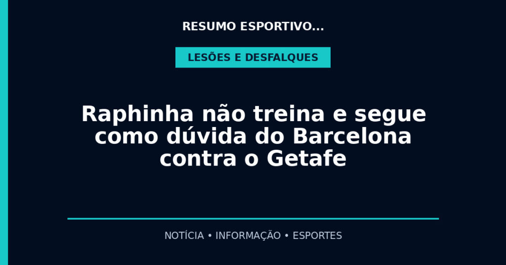 Raphinha não treina e segue como dúvida do Barcelona contra o Getafe