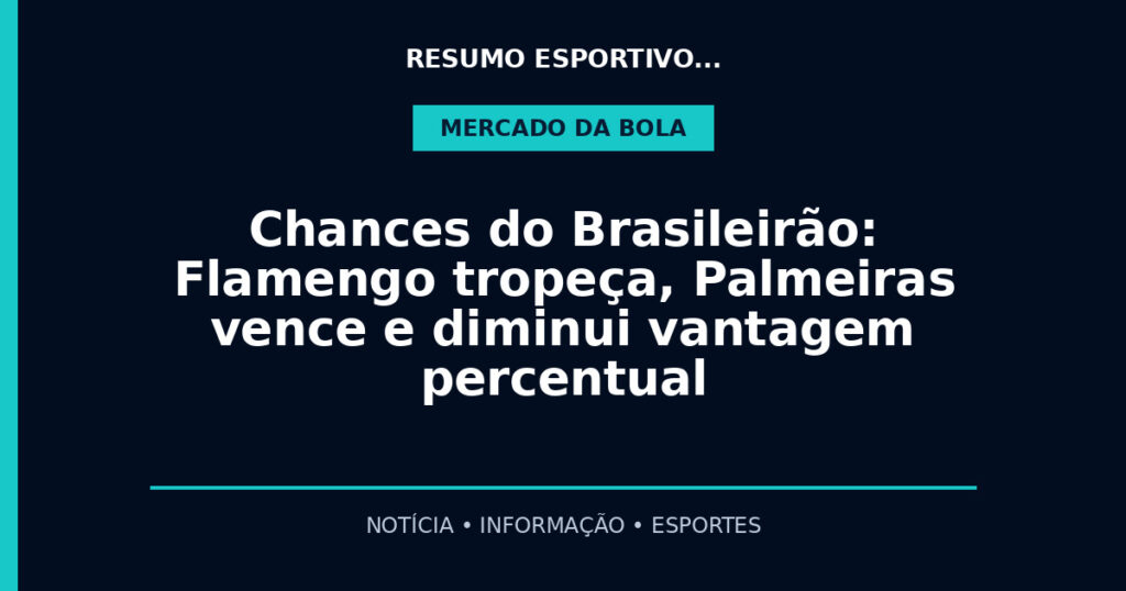 Chances do Brasileirão: Flamengo tropeça, Palmeiras vence e diminui vantagem percentual