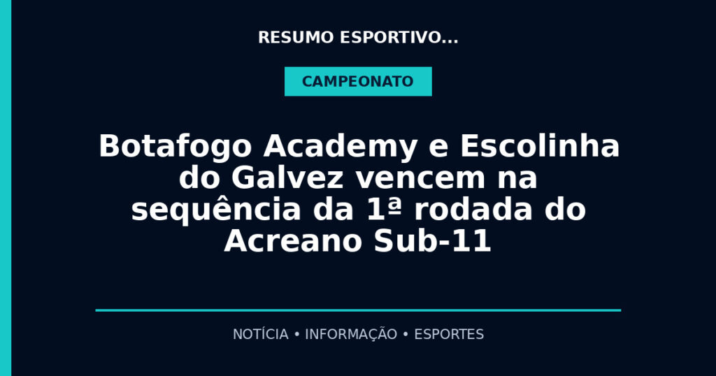 Botafogo Academy e Escolinha do Galvez vencem na sequência da 1ª rodada do Acreano Sub-11
