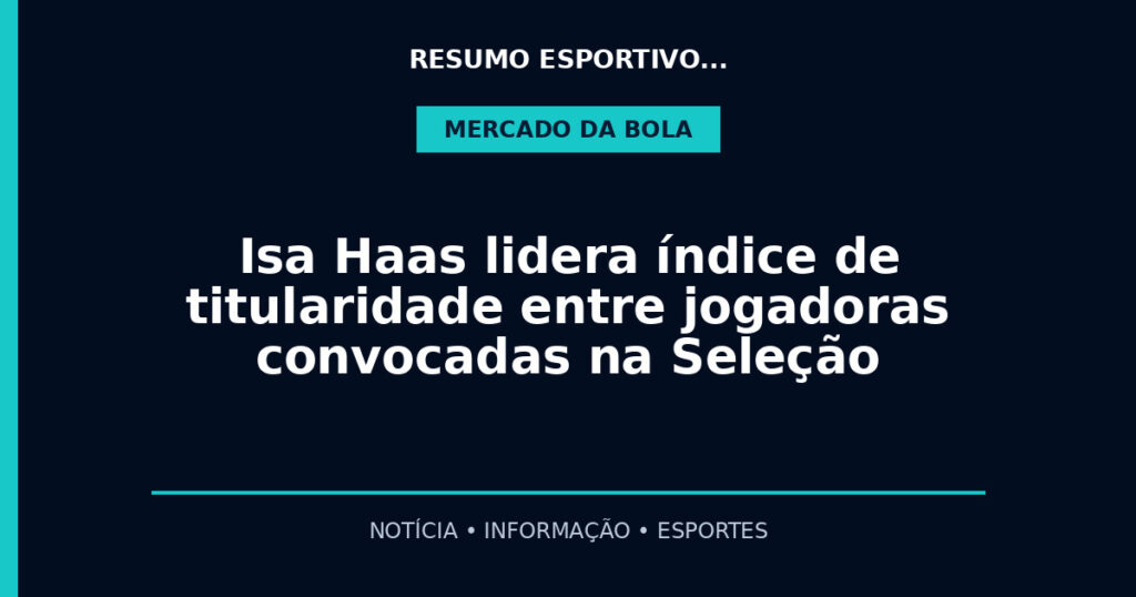 Isa Haas lidera índice de titularidade entre jogadoras convocadas na Seleção