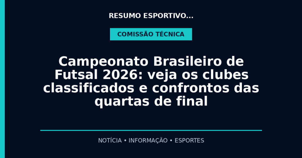 Campeonato Brasileiro de Futsal 2026: veja os clubes classificados e confrontos das quartas de final