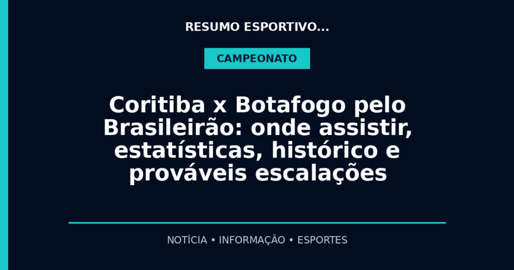 Coritiba x Botafogo pelo Brasileirão: onde assistir, estatísticas, histórico e prováveis escalações