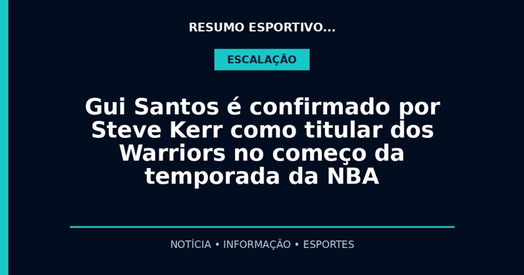 Gui Santos é confirmado por Steve Kerr como titular dos Warriors no começo da temporada da NBA