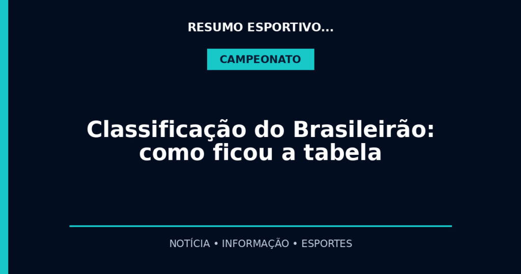 Classificação do Brasileirão: como ficou a tabela