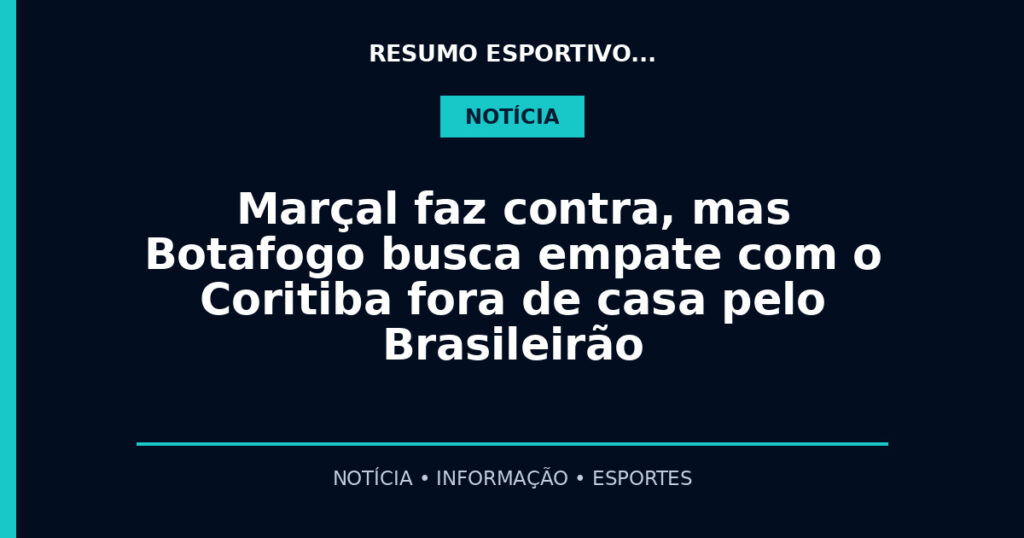 Marçal faz contra, mas Botafogo busca empate com o Coritiba fora de casa pelo Brasileirão