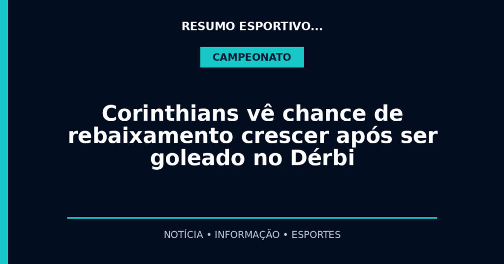 Corinthians vê chance de rebaixamento crescer após ser goleado no Dérbi