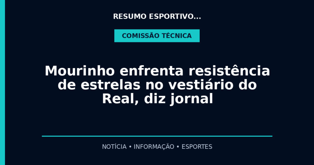 Mourinho enfrenta resistência de estrelas no vestiário do Real, diz jornal