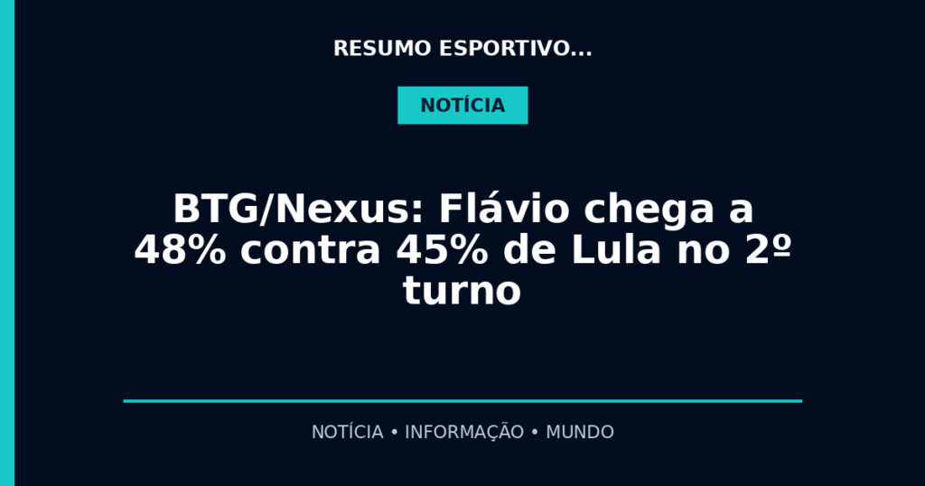 BTG/Nexus: Flávio chega a 48% contra 45% de Lula no 2º turno