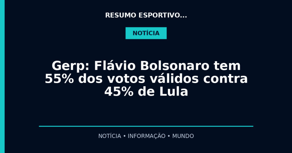 Gerp: Flávio Bolsonaro tem 55% dos votos válidos contra 45% de Lula