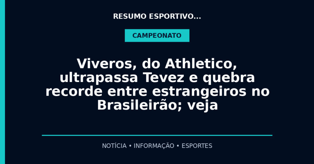 Viveros, do Athletico, ultrapassa Tevez e quebra recorde entre estrangeiros no Brasileirão; veja