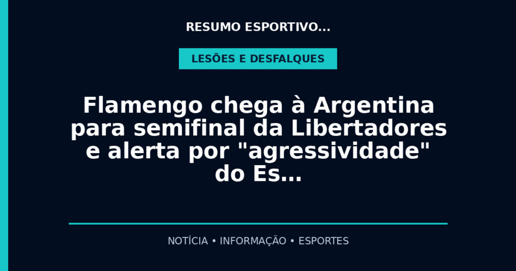 Flamengo chega à Argentina para semifinal da Libertadores e alerta por "agressividade" do Es…