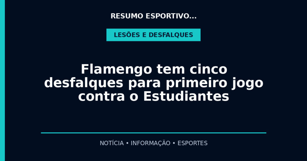 Flamengo tem cinco desfalques para primeiro jogo contra o Estudiantes